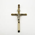 10K White & Yellow Gold Pipe Crucifix Pendant – 2.1 in
