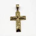 10K Yellow Gold Nugget Crucifix Pendant – 2 in
