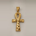 10K Yellow Gold Nugget Ankh Pendant – 2 in