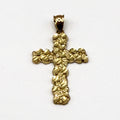 10K Yellow Gold Nugget Cross Pendant – 1.5 in