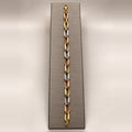 14K Tri-Tone Gold Faceted Link Bracelet – 8 in
