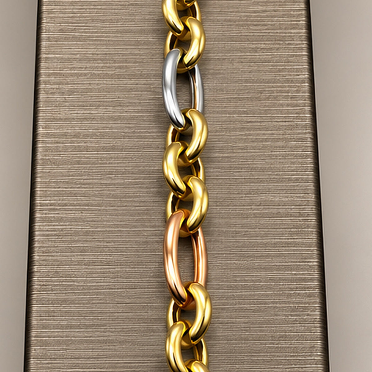14K Tri-Tone Gold Rolo Link Bracelet – 8 in
