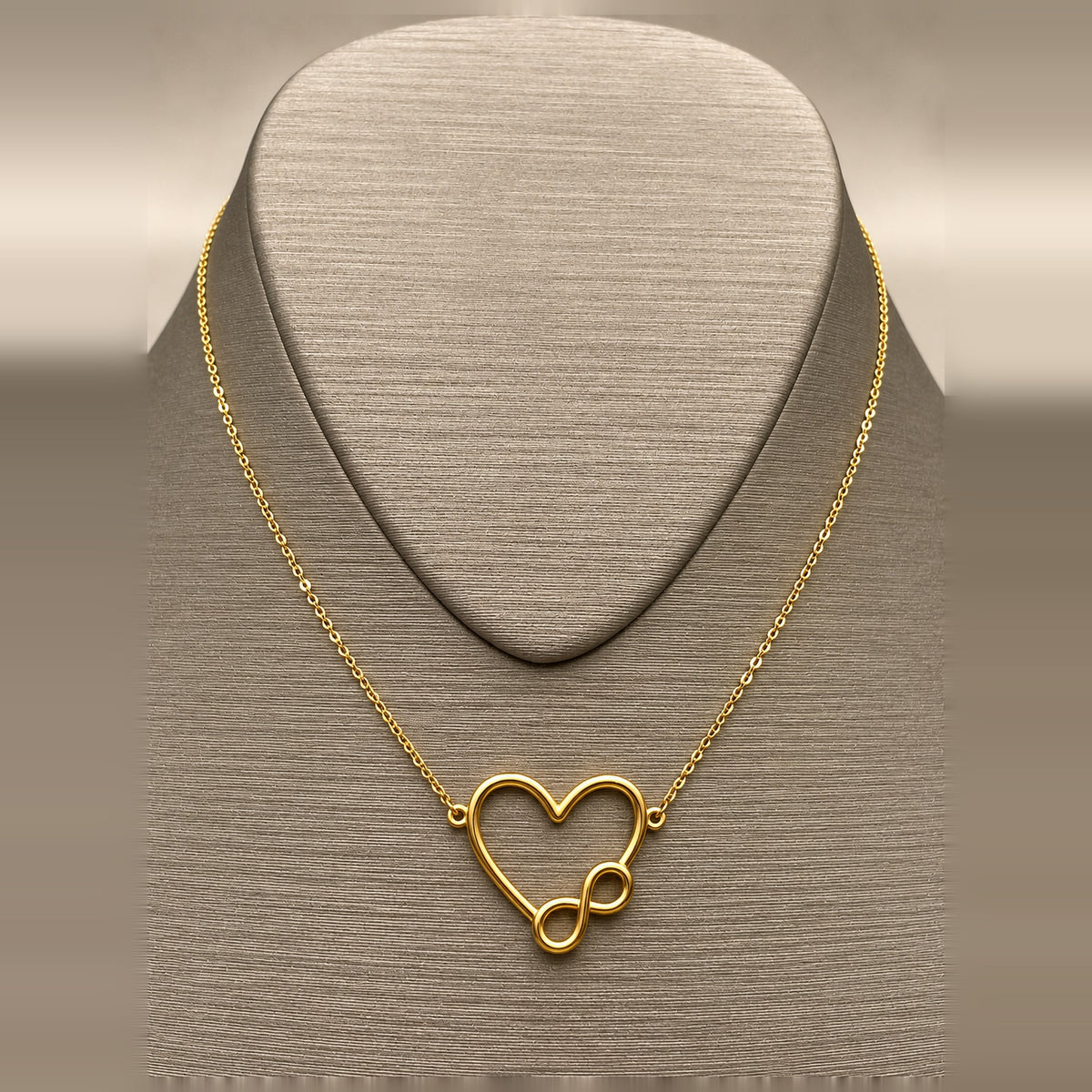 18K Yellow Gold Heart & Infinity Necklace – 18 in