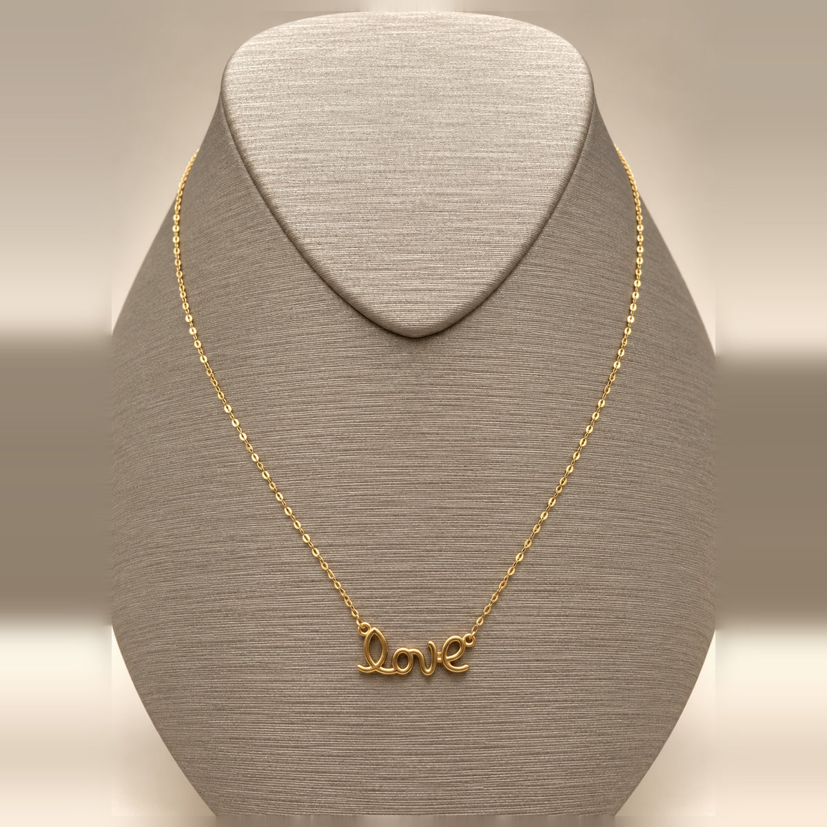 18K Yellow Gold "Love" Script Necklace – 17.5 in